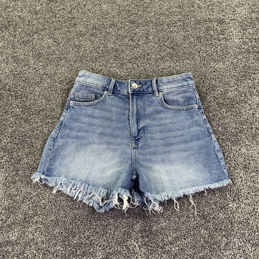 H&M Shorts Womens 2 Blue Denim Jean Cutoff Frayed Stretch Casual Summer